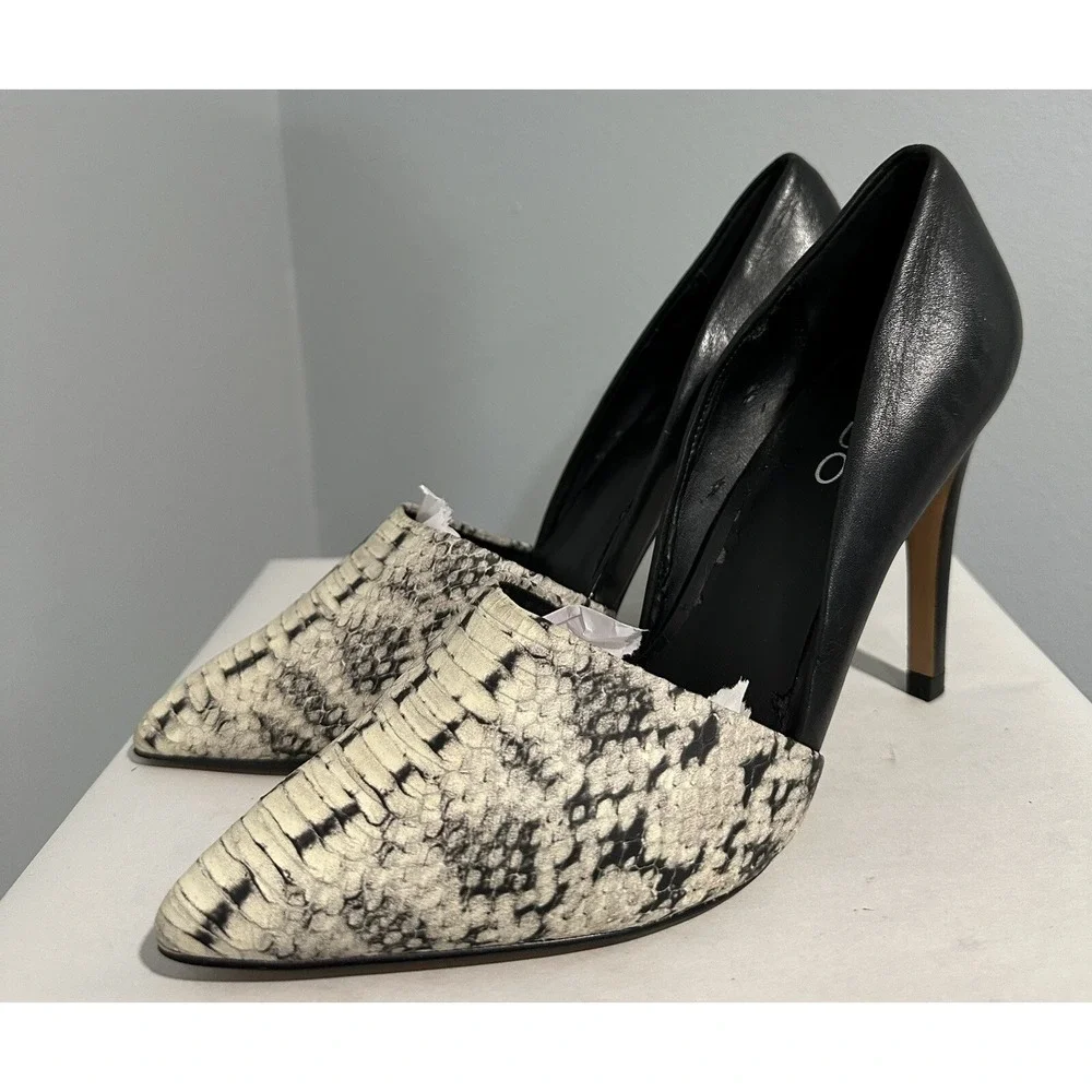 ALDO Black Stilettos Snake Print Toe Size 8 Two Tone Great Condition